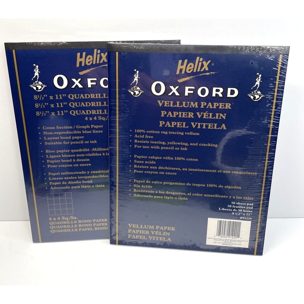 Helix 8-1/2"  x 11", 4 x 4 Cross Section Bond Paper Grid Lot of 2 (100 Sheets)